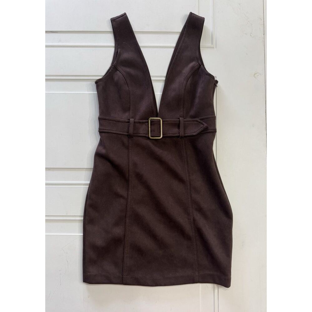 Women Junior's Forever 21 Brown Suede Overall Jumper Dress Size Small S Bodycon - Picture 1 of 8